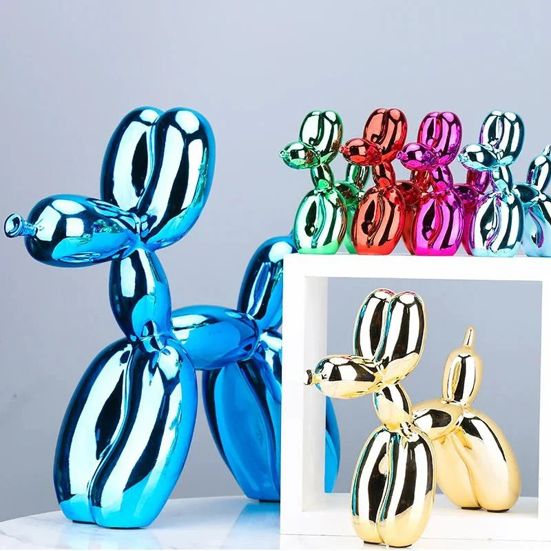 Modern Glossy Dog Figurine Made of Resin – Trendy Home Decoration