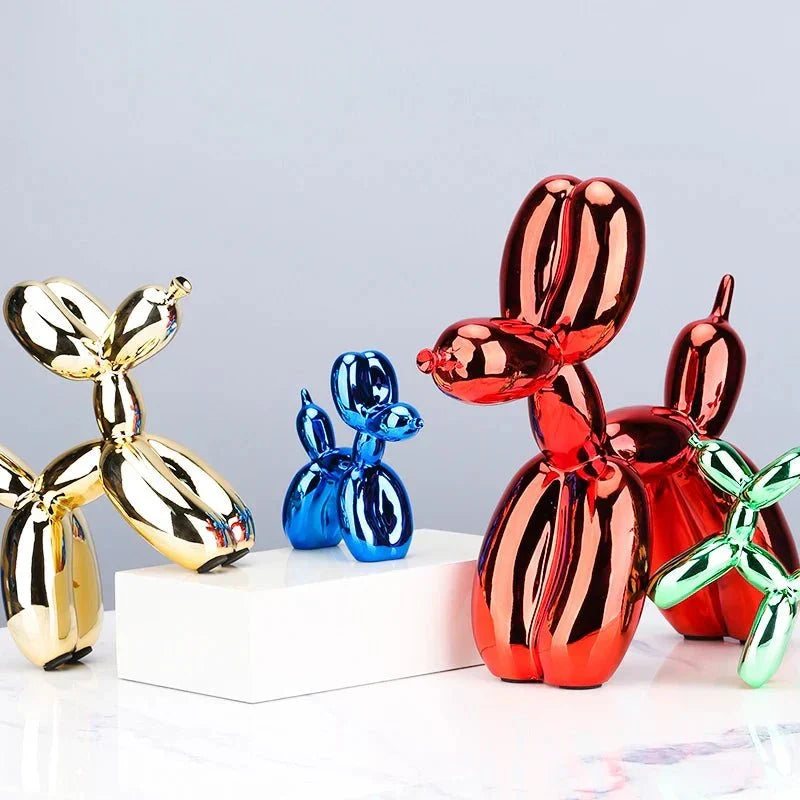 Modern Glossy Dog Figurine Made of Resin – Trendy Home Decoration