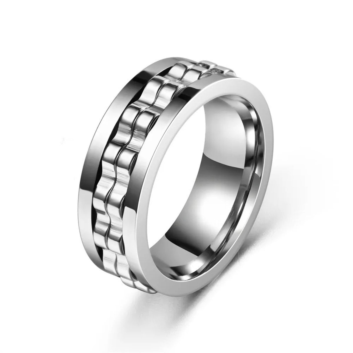Fidget Spinner Band - Stainless Steel Gear Chain Ring