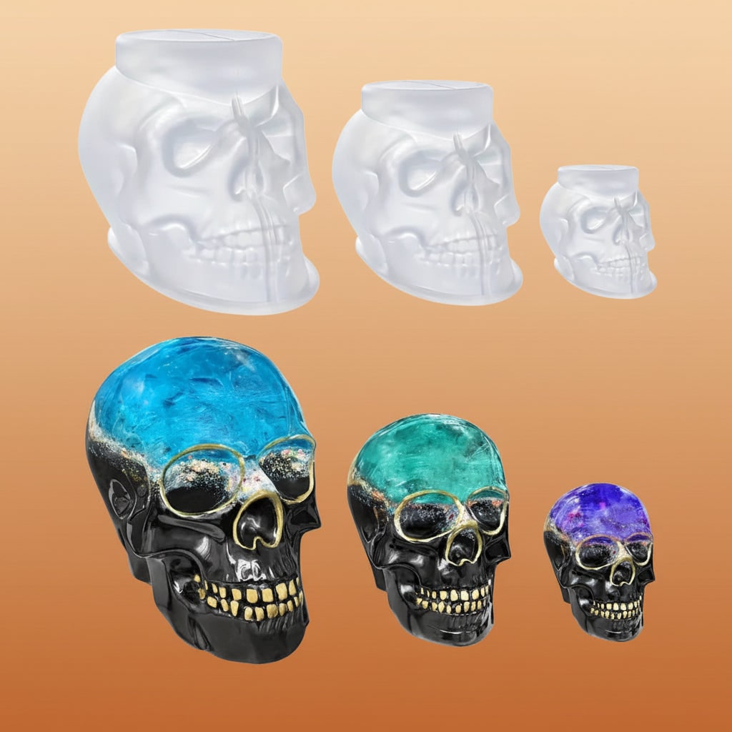 Set of 3 Realistic Skull Silicone Molds for Crafting