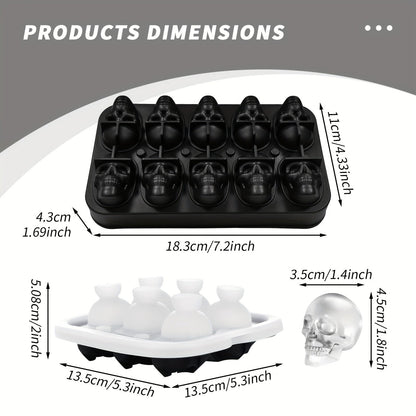 Skull-Shaped Ice Maker Tray for Unique Drinks