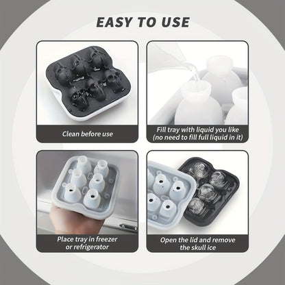 Skull-Shaped Ice Maker Tray for Unique Drinks