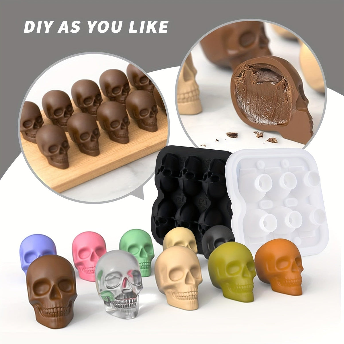 Skull-Shaped Ice Maker Tray for Unique Drinks