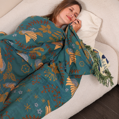 Nordic Harmony Reversible Throw Blanket | 100% Cotton Comfort