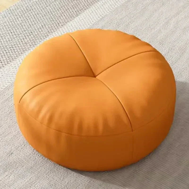 Round Japanese Tatami Style Seat Cushion in Nappa Leather