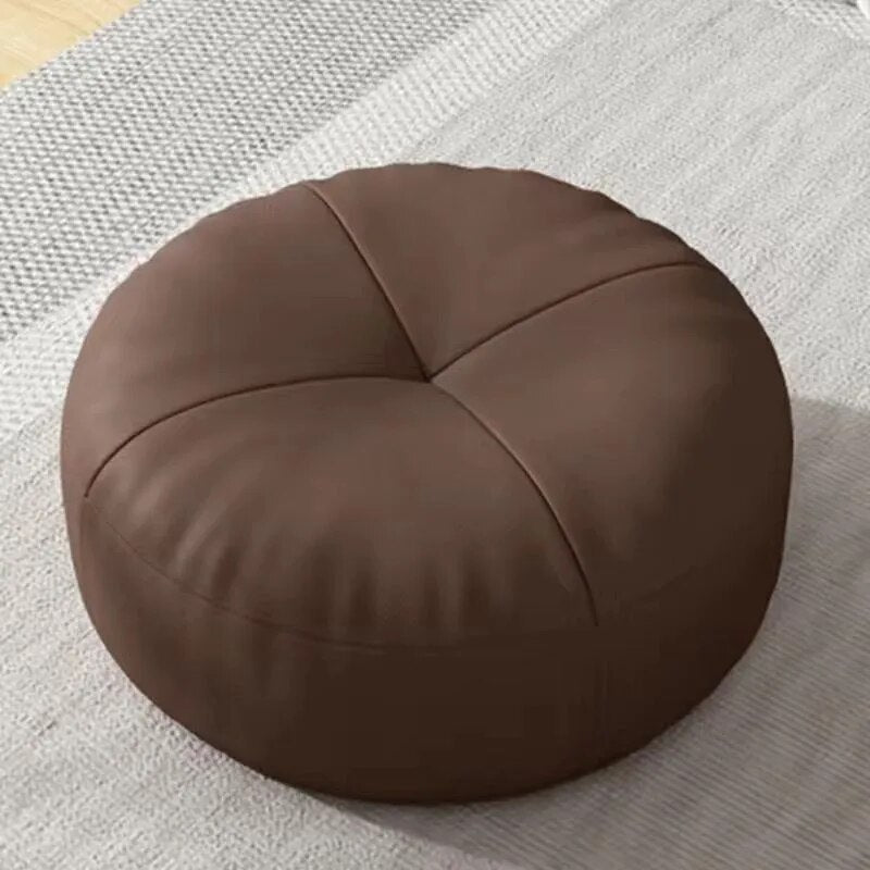 Round Japanese Tatami Style Seat Cushion in Nappa Leather
