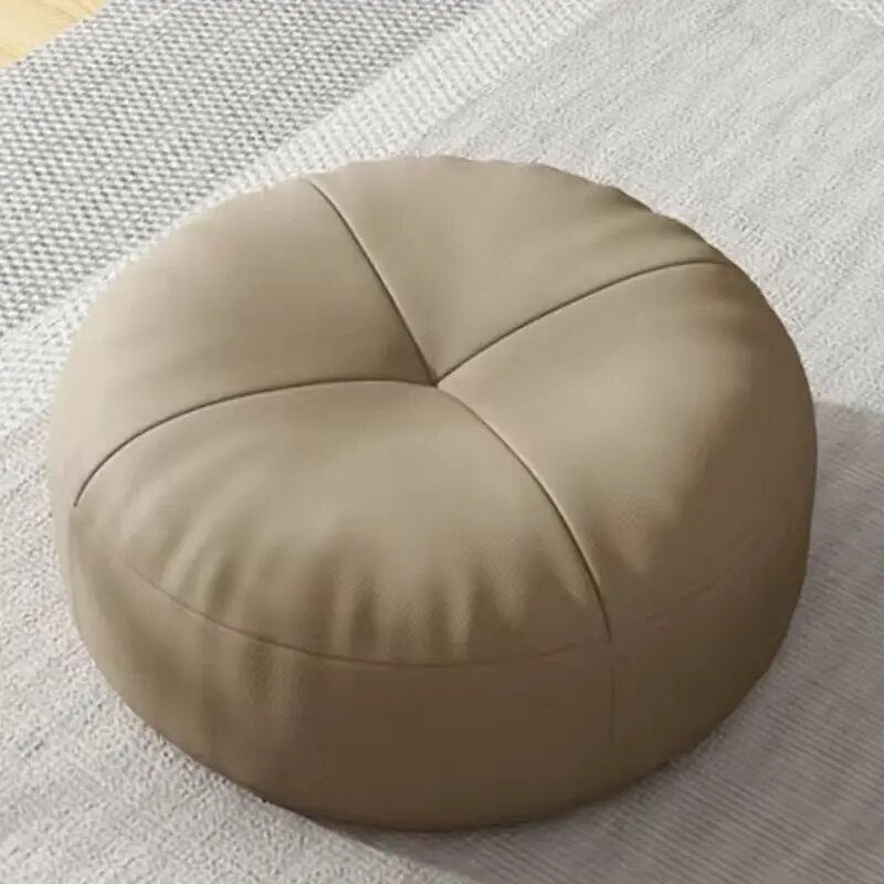 Round Japanese Tatami Style Seat Cushion in Nappa Leather