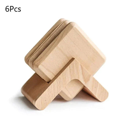 Eco-Friendly Wooden Coaster Set - Six Walnut Pieces