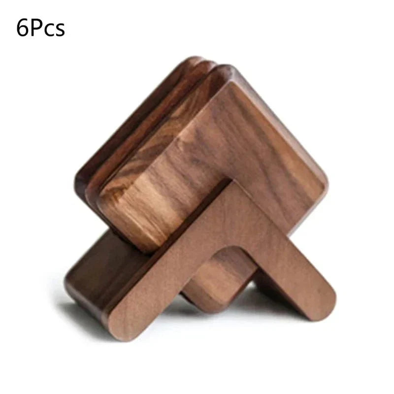 Eco-Friendly Wooden Coaster Set - Six Walnut Pieces