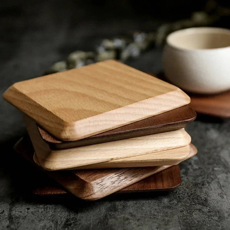 Eco-Friendly Wooden Coaster Set - Six Walnut Pieces