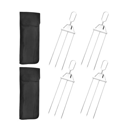 Stainless Steel Skewers with 9 Prongs – GrillMaster Trio for Perfectly Cooked Meat, Seafood & Vegetables | Dishwasher Safe | Includes Oxford Carry Bag