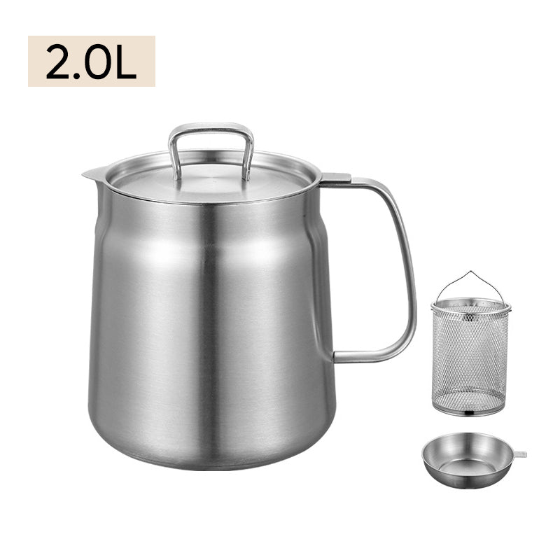Dual-Function Stainless Steel Oil Strainer Pot