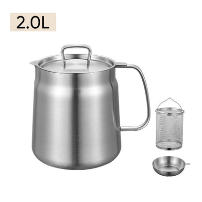 Dual-Function Stainless Steel Oil Strainer Pot