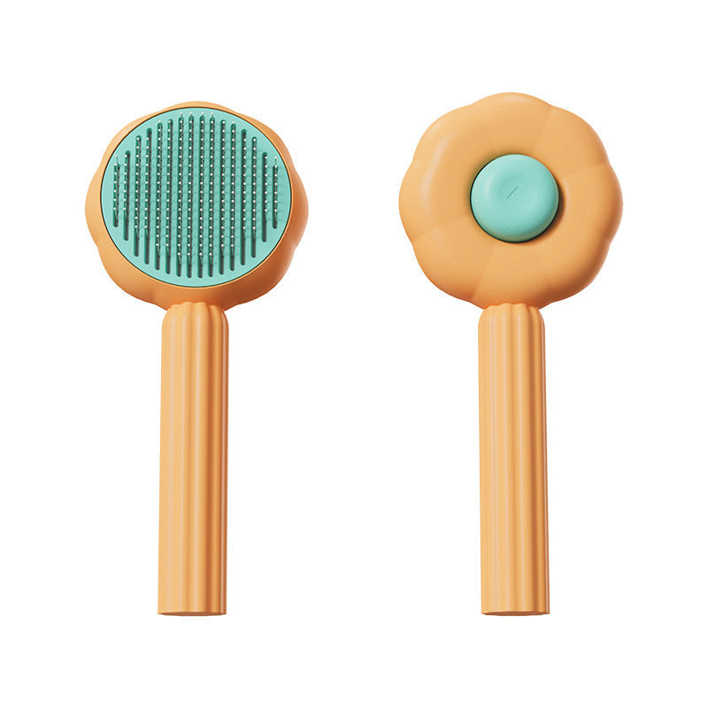 Effortless Pet Grooming Brush with Self-Cleaning Feature