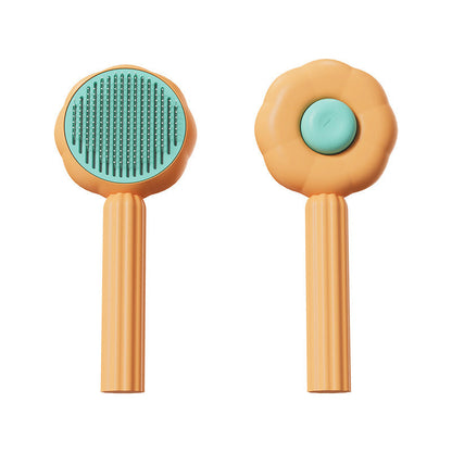 Effortless Pet Grooming Brush with Self-Cleaning Feature
