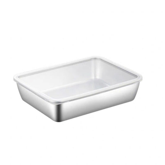 Durable Stainless Steel Square Food Storage Plate with Lid