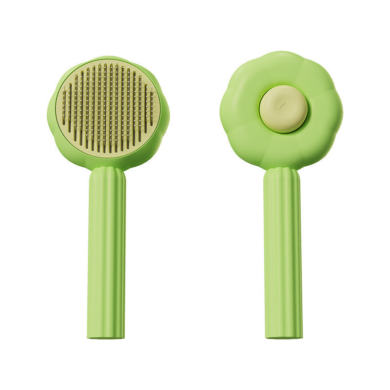Effortless Pet Grooming Brush with Self-Cleaning Feature