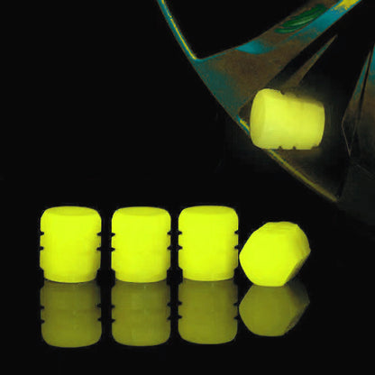 Set of 4 Universal Fluorescent Tire Valve Caps