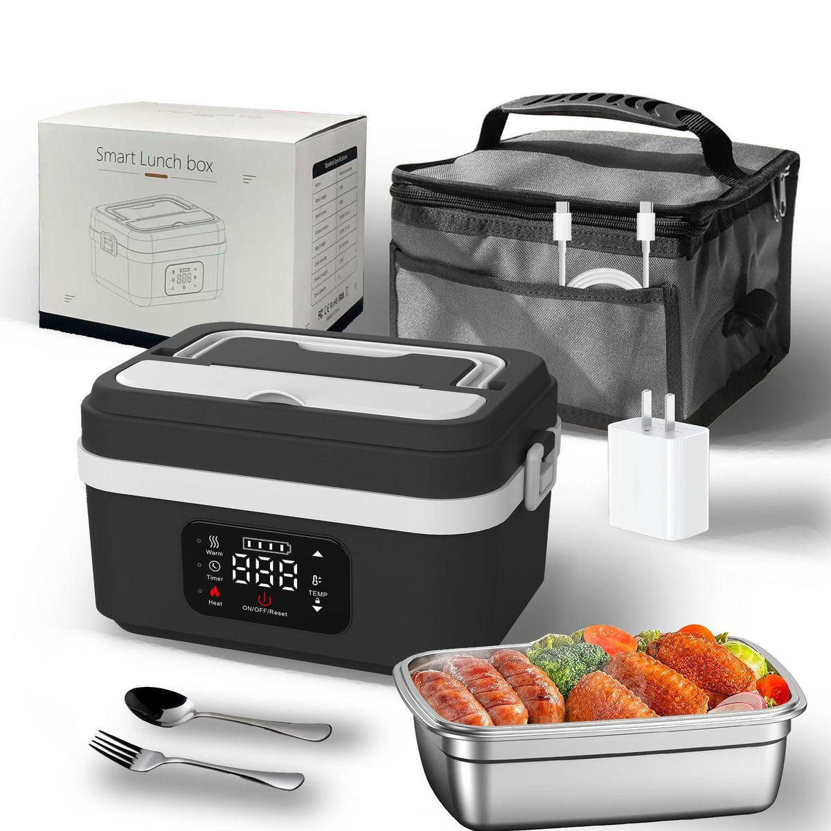 Stainless Steel Lunch Box with Heating Function – Portable Design