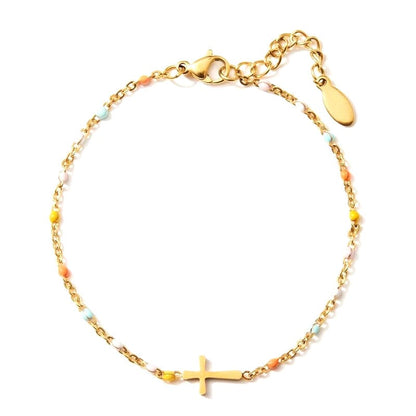 Cross Bracelet for Friendship and Faith – Adjustable in Silver or Gold – Gift Box Available