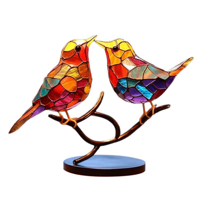 Double-Sided Multicolor Acrylic Ornaments with Birds on Branches
