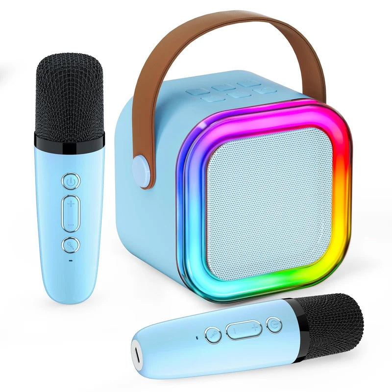 Portable Karaoke System with Dual Wireless Microphones