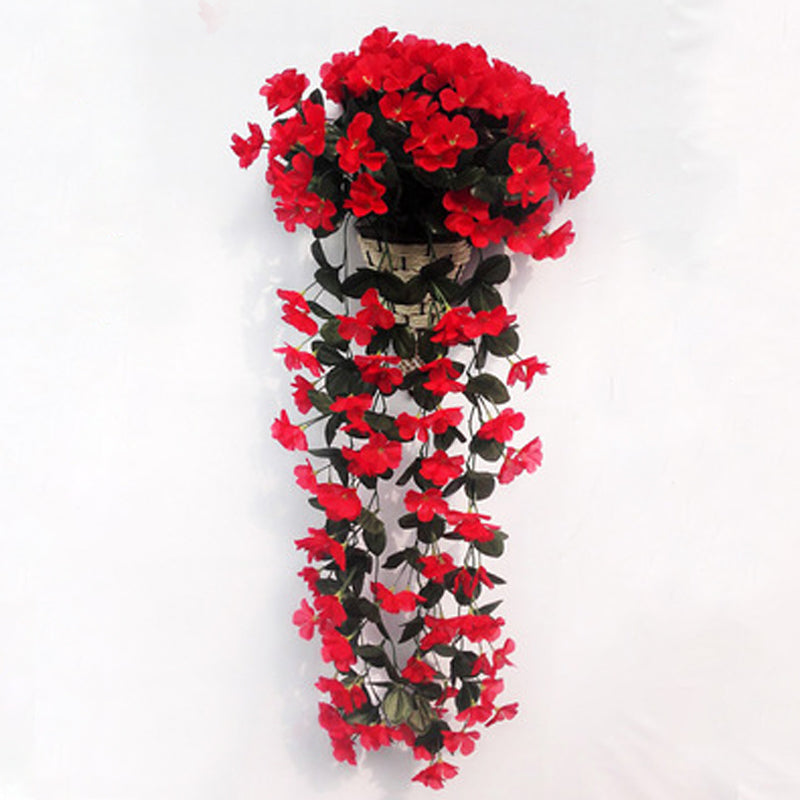 Hanging Basket with Vibrant Artificial Flowers