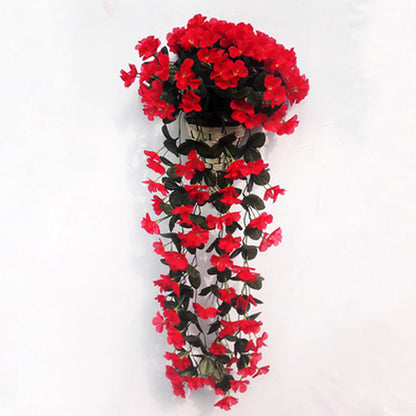 Hanging Basket with Vibrant Artificial Flowers