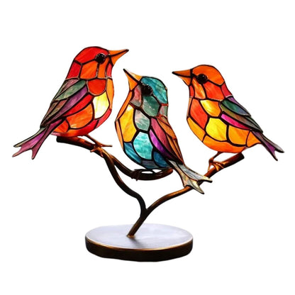Double-Sided Multicolor Acrylic Ornaments with Birds on Branches