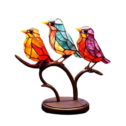 Double-Sided Multicolor Acrylic Ornaments with Birds on Branches
