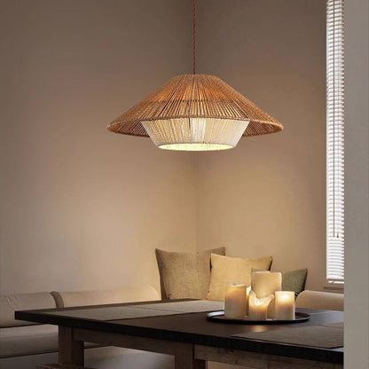 Handwoven Ceiling Lamp in Japanese Style – Rattan Wicker Pendant Light