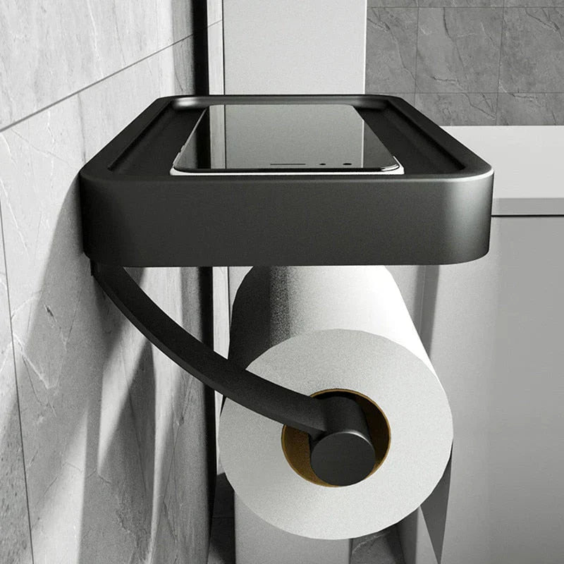 Stainless Steel Toilet Paper Holder with Shelf | Space-Saving & Durable
