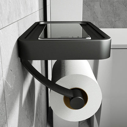 Drill-Free Toilet Paper Holder with Storage Shelf – Stainless Steel Design