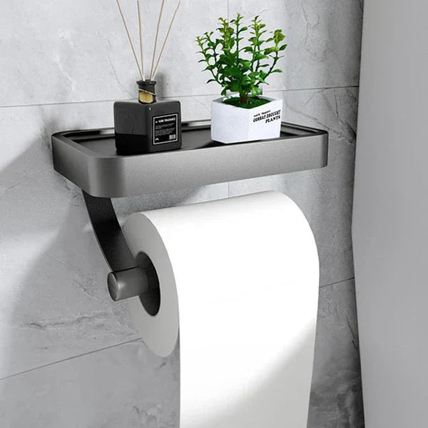 Stainless Steel Toilet Paper Holder with Shelf | Space-Saving & Durable