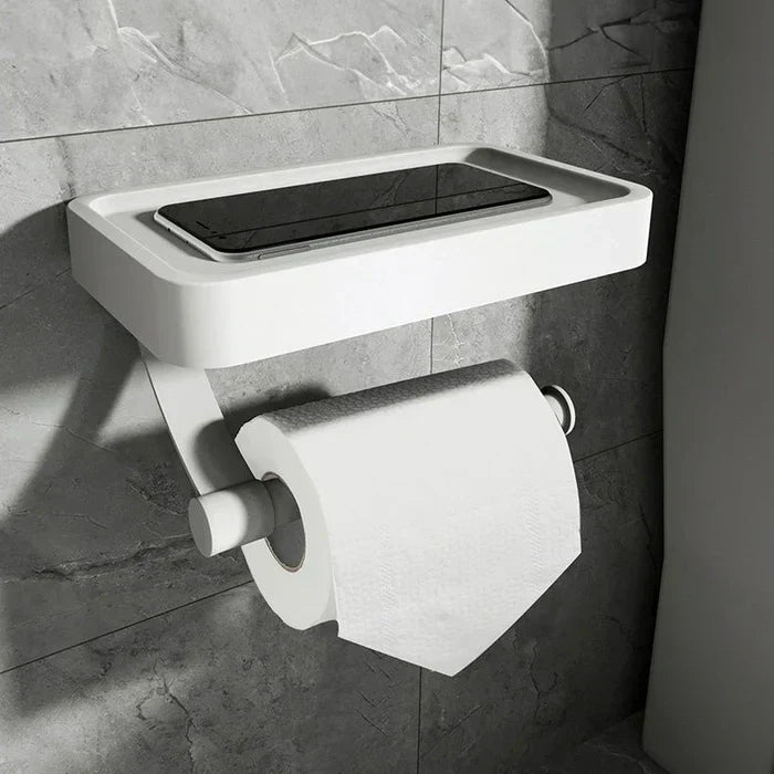 Stainless Steel Toilet Paper Holder with Shelf | Space-Saving & Durable