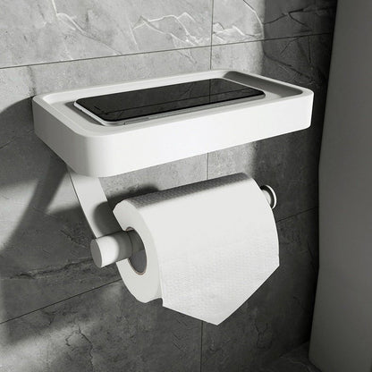 Drill-Free Toilet Paper Holder with Storage Shelf – Stainless Steel Design