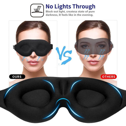 3D Sleep Mask in Black for Complete Light Blocking