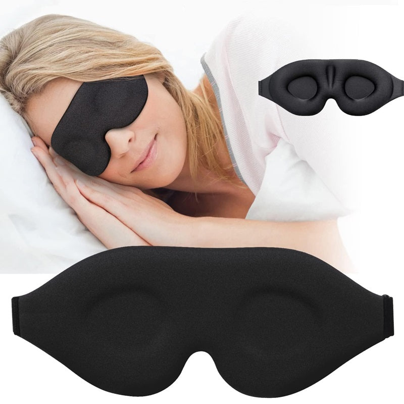 3D Sleep Mask in Black for Complete Light Blocking