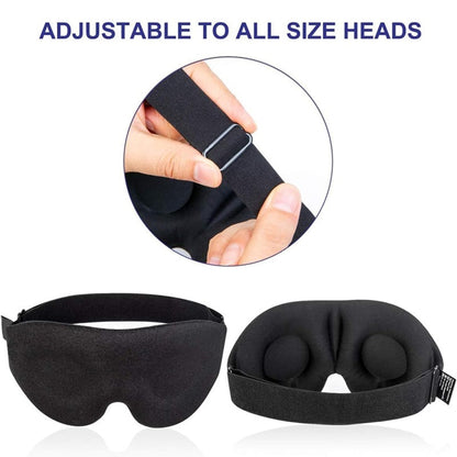 3D Sleep Mask in Black for Complete Light Blocking