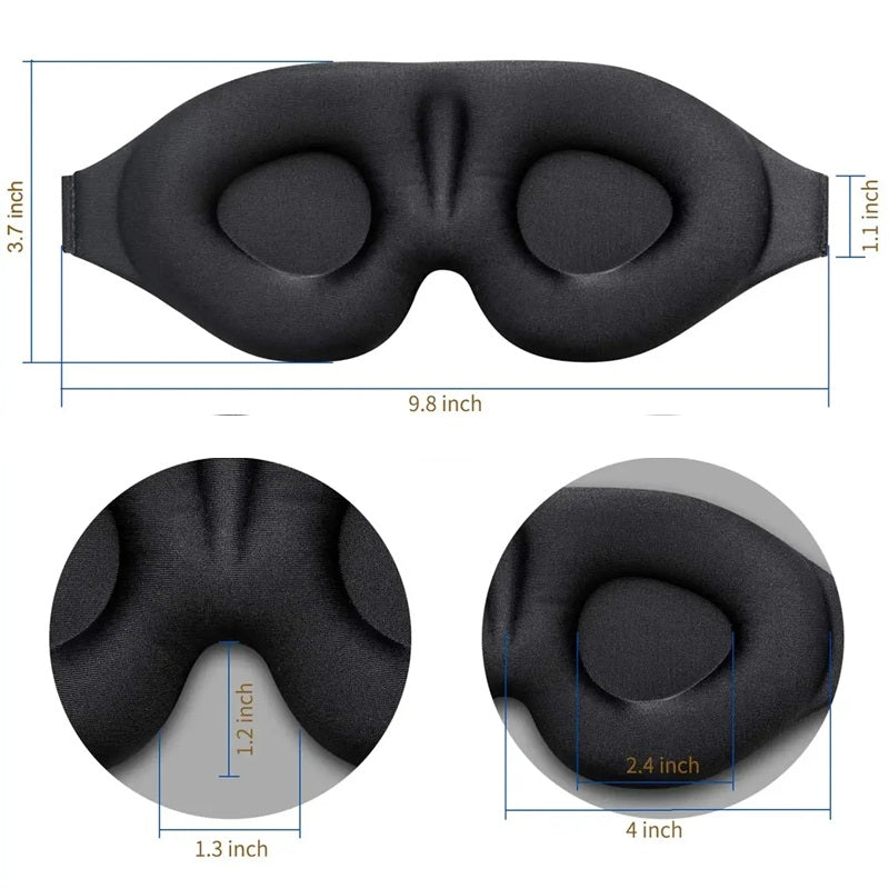 3D Sleep Mask in Black for Complete Light Blocking
