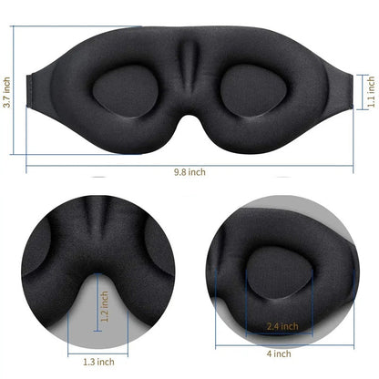 3D Sleep Mask in Black for Complete Light Blocking