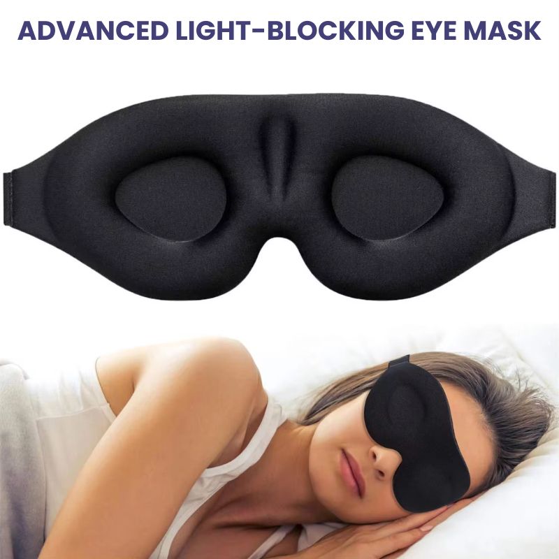 3D Sleep Mask in Black for Complete Light Blocking