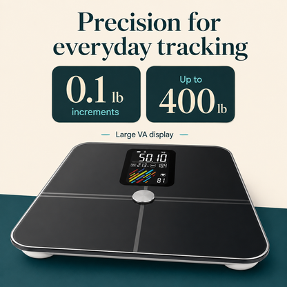 Body Weight Scale with Bluetooth App | 15 Measurements, VA Display, 400 lb Max