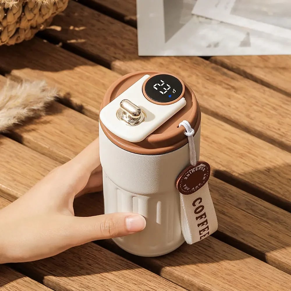 Temperature-Sensing Stainless Steel Travel Mug with 450ml Capacity