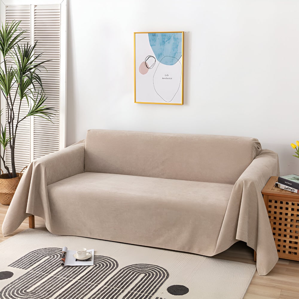 Elegant Waterproof Sofa Cover with Textured Velvet Finish