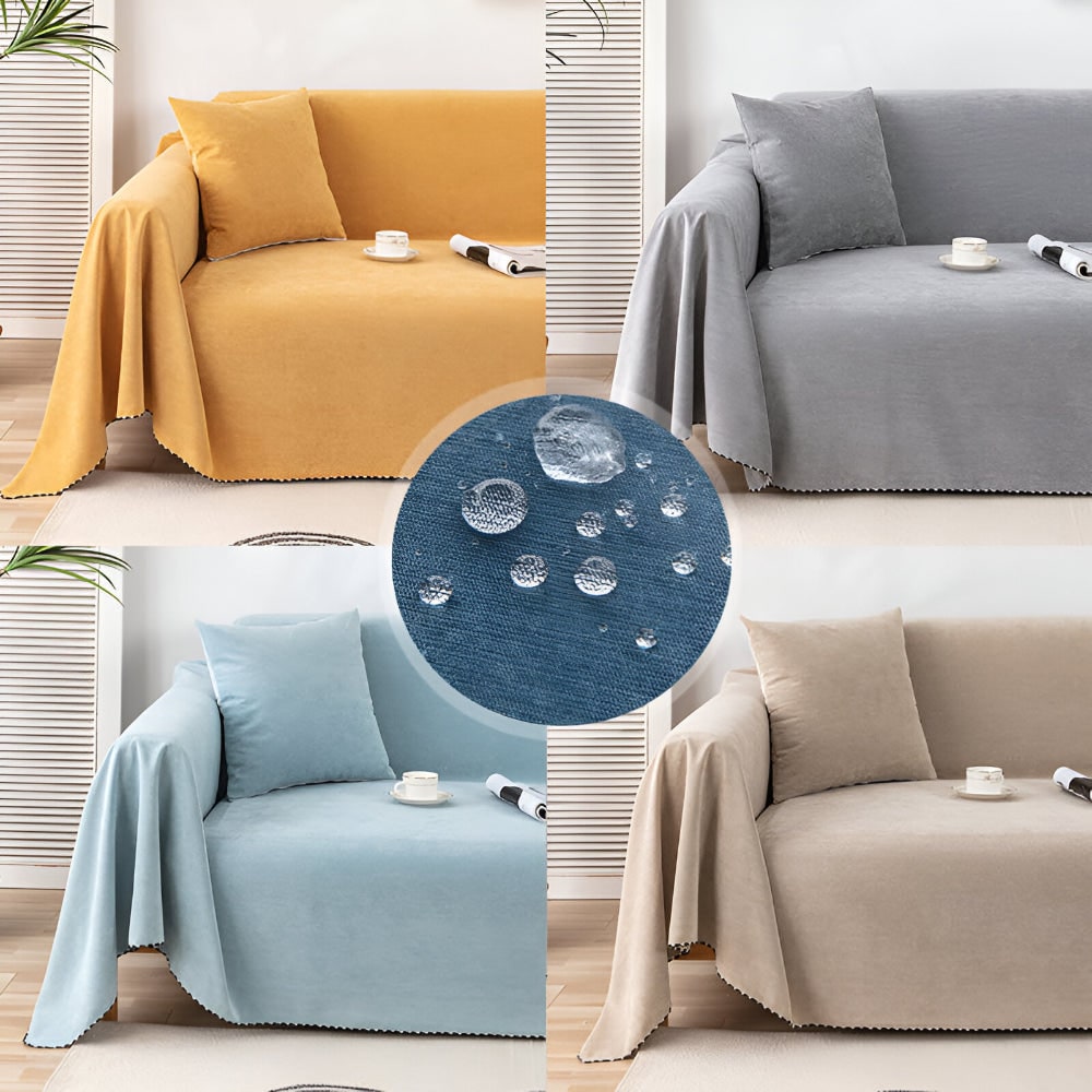 Elegant Waterproof Sofa Cover with Textured Velvet Finish
