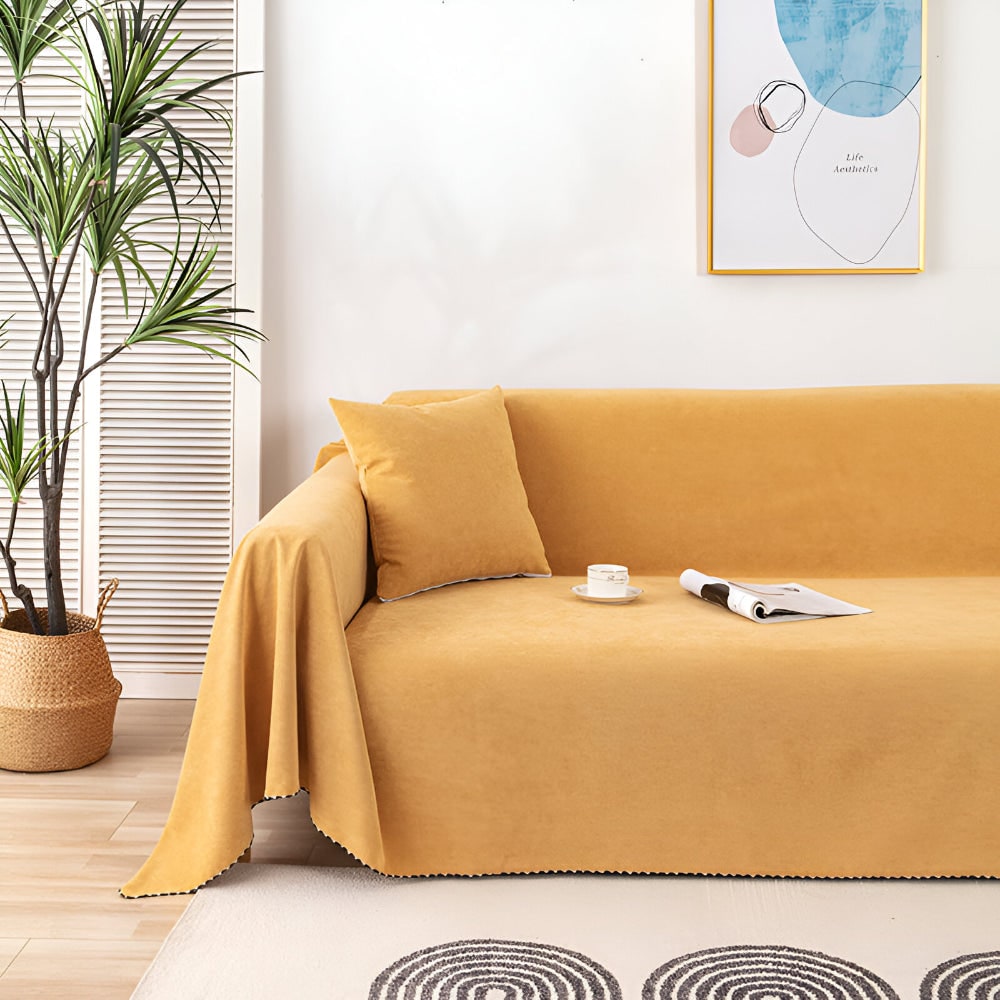 Elegant Waterproof Sofa Cover with Textured Velvet Finish