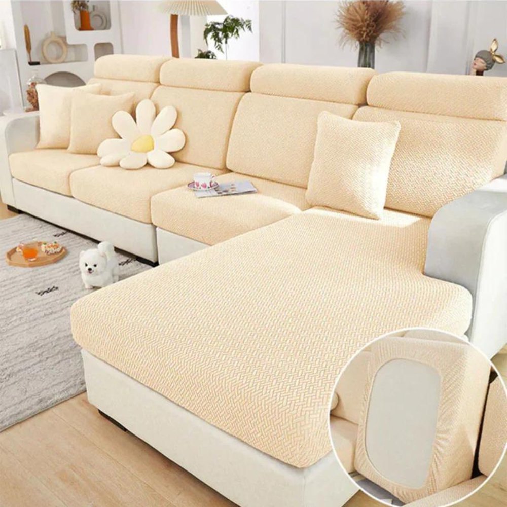 Stretch Jacquard Pet Sofa Protector with Elastic Back and Chaise Cushion