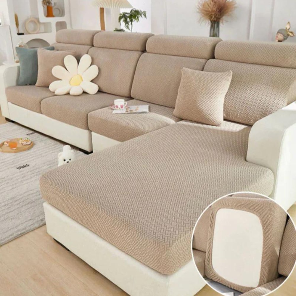 Stretch Jacquard Pet Sofa Protector with Elastic Back and Chaise Cushion