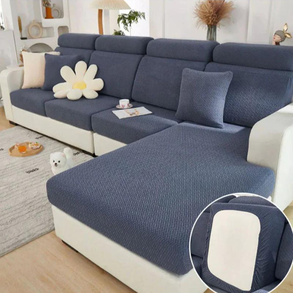 Stretch Jacquard Pet Sofa Protector with Elastic Back and Chaise Cushion